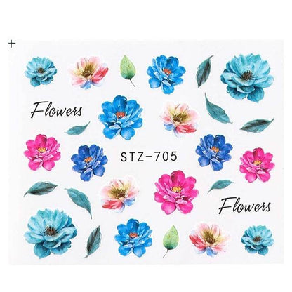 Ink Flower Series Nail Water World Stickers - Flexta Glow