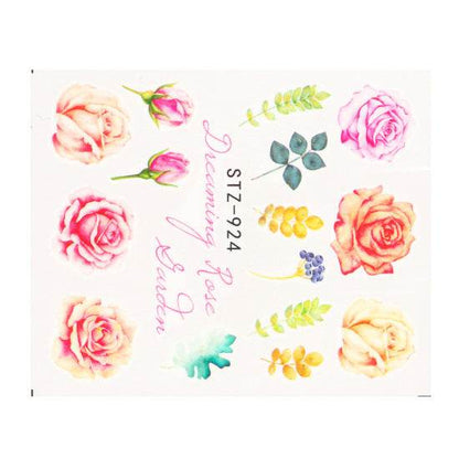 1Set Mixed Stickers for Nails Rose Flowers Butterfly