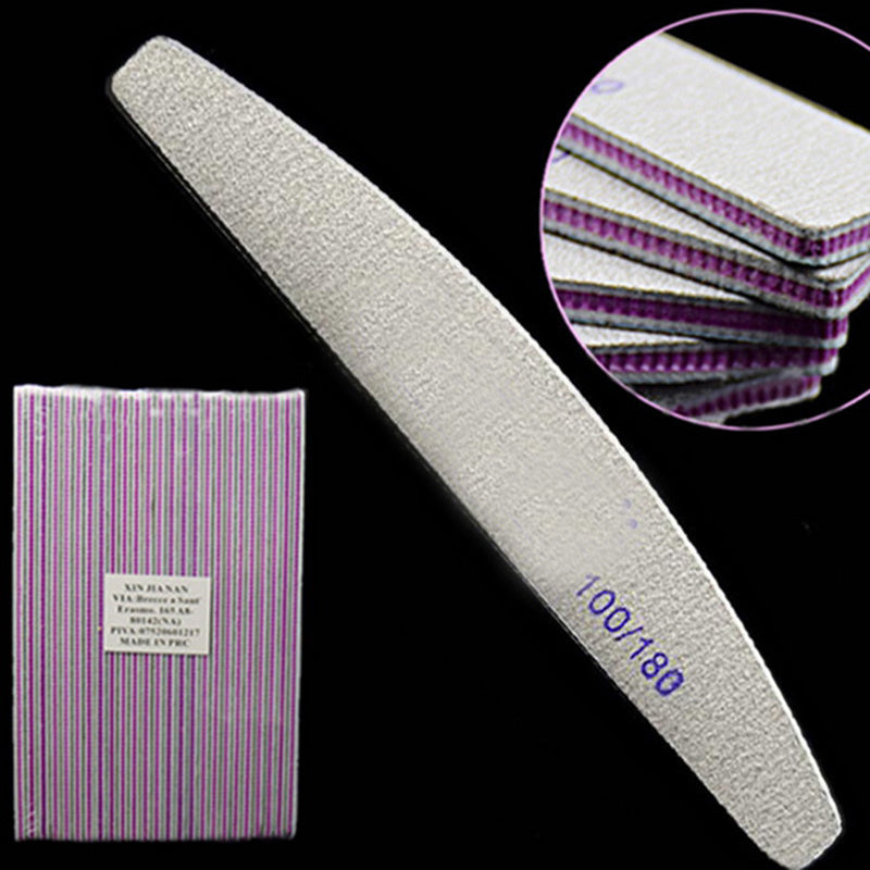 Nail File Half-moon Shape Repairing Purple Heart With Teeth Rubbing Strip, Polishing Strip 100 180 Mesh Emery Nail Tool