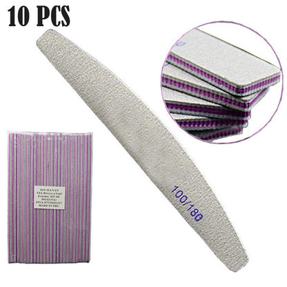 Nail File Half-moon Shape Repairing Purple Heart With Teeth Rubbing Strip, Polishing Strip 100 180 Mesh Emery Nail Tool