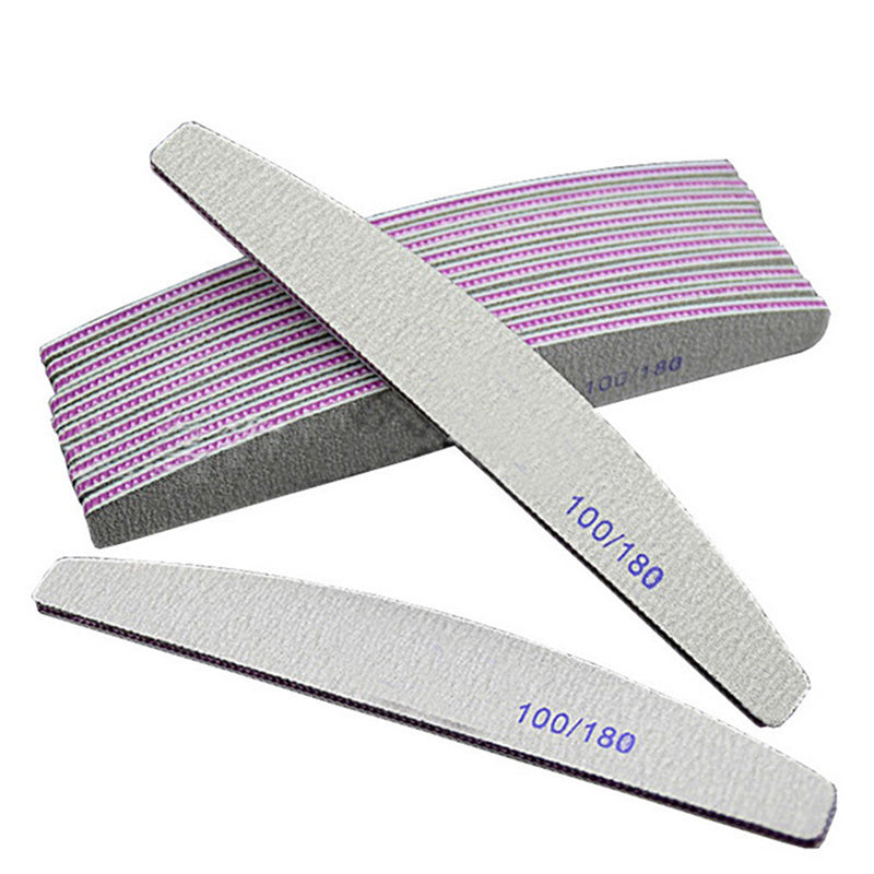 Nail File Half-moon Shape Repairing Purple Heart With Teeth Rubbing Strip, Polishing Strip 100 180 Mesh Emery Nail Tool