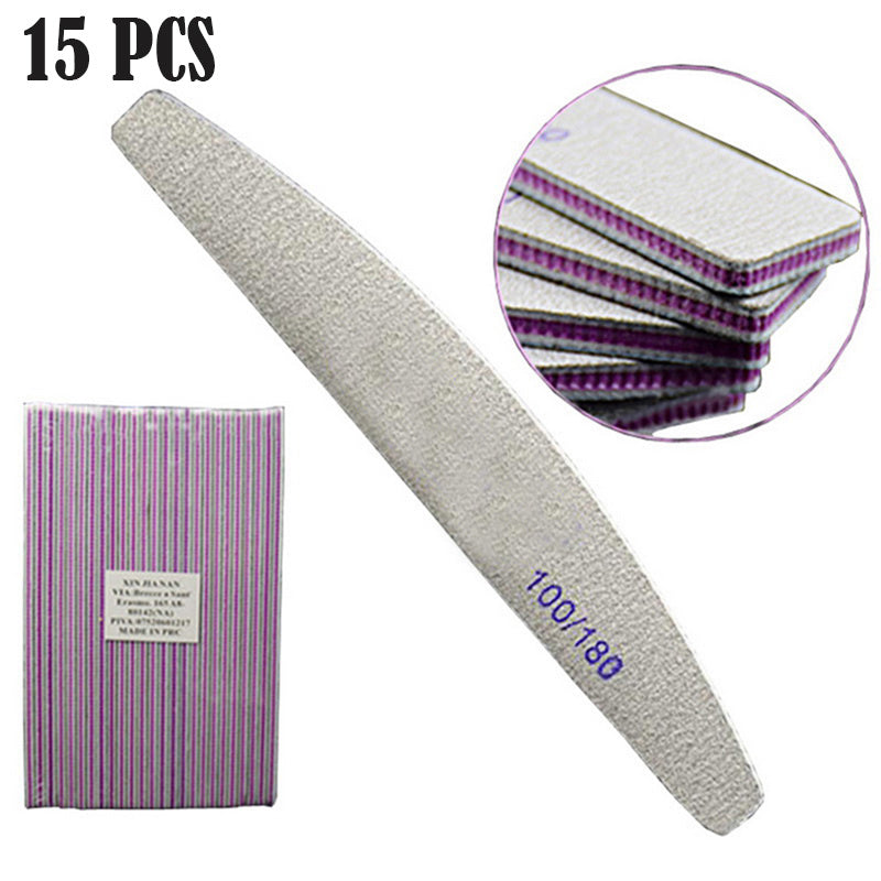 Nail File Half-moon Shape Repairing Purple Heart With Teeth Rubbing Strip, Polishing Strip 100 180 Mesh Emery Nail Tool