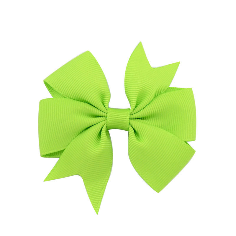 V-Shaped Ribbed Ribbon Hairpin Solid Color Bow Hairpin Children'S Headdress