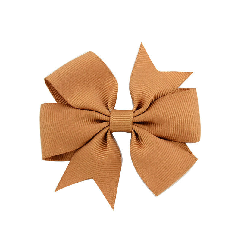 V-Shaped Ribbed Ribbon Hairpin Solid Color Bow Hairpin Children'S Headdress