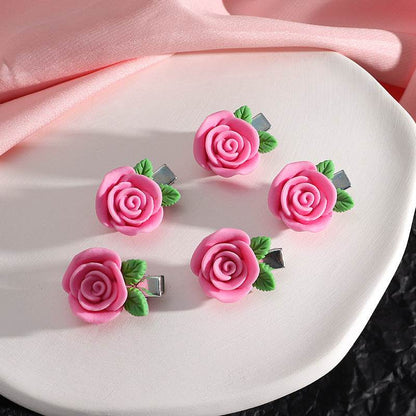 Small Bow Hairpins Cute peach rose headwear hair