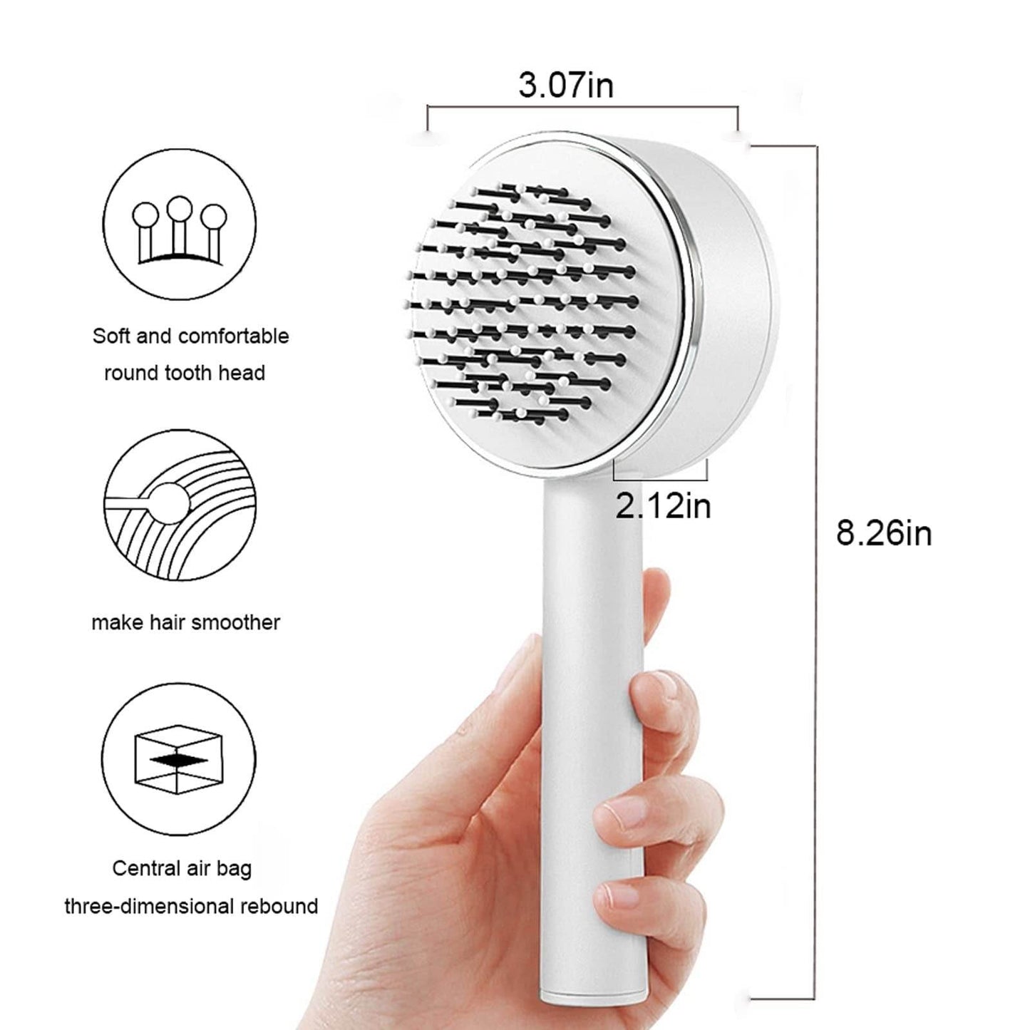 One-key Self-cleaning Hair Brush For Women Curly Hair Brush  Anti-Static Airbag Massage Comb  Airbag Massage Scalp Comb Professional Detangling One-key Self-cleaning