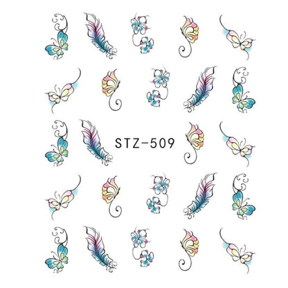 1pcs Nail Sticker Butterfly Flower Water Transfer Decal Sliders for Nail Art Decoration Tattoo Manicure Wraps Tools Tip JISTZ508