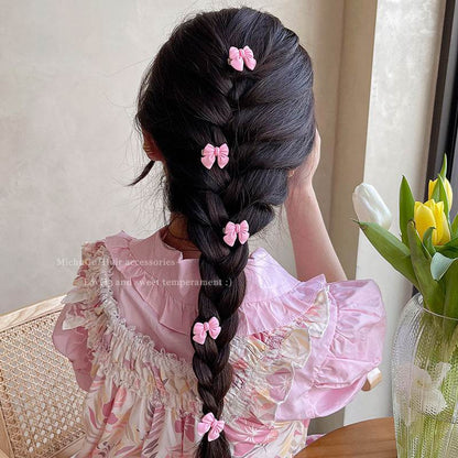 Small Bow Hairpins Cute peach rose headwear hair