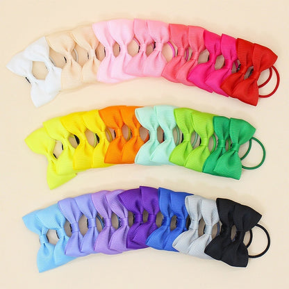 40set European And American Solid Color Bowknot Children Barrettes Suit Girl's Hairpin Ribbed Band Rubber Band Headdress