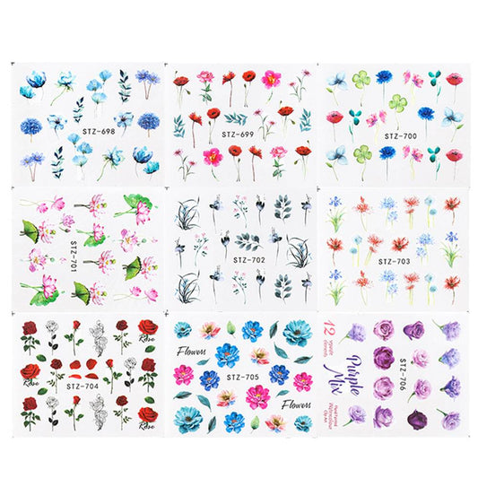 Ink Flower Series Nail Water World Stickers - Flexta Glow