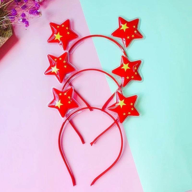 Five Star Red Flag Hair Clip, National Flag Hair Clip And Headband - Flexta Glow