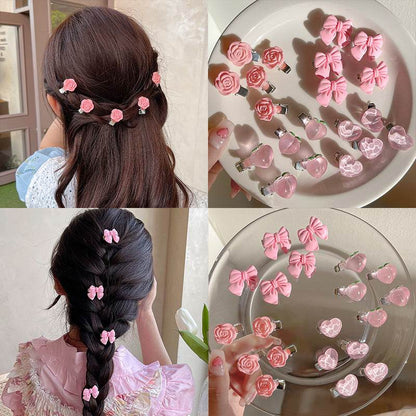 Small Bow Hairpins Cute peach rose headwear hair